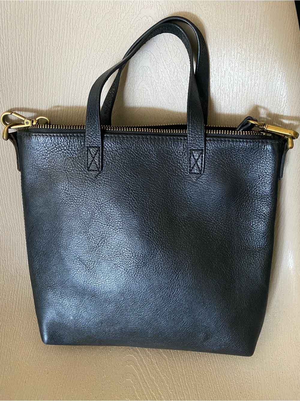 Madewell Small Transport Leather Tote Crossbody Bag Purse Black